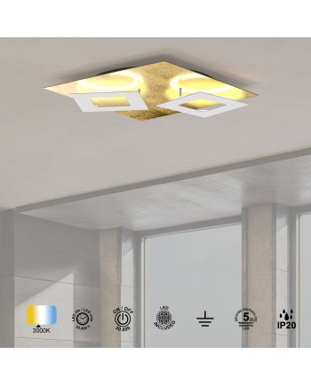 DALIA * PLAFÓN CUADRADO 24W+24W - ORO + BLANCO
